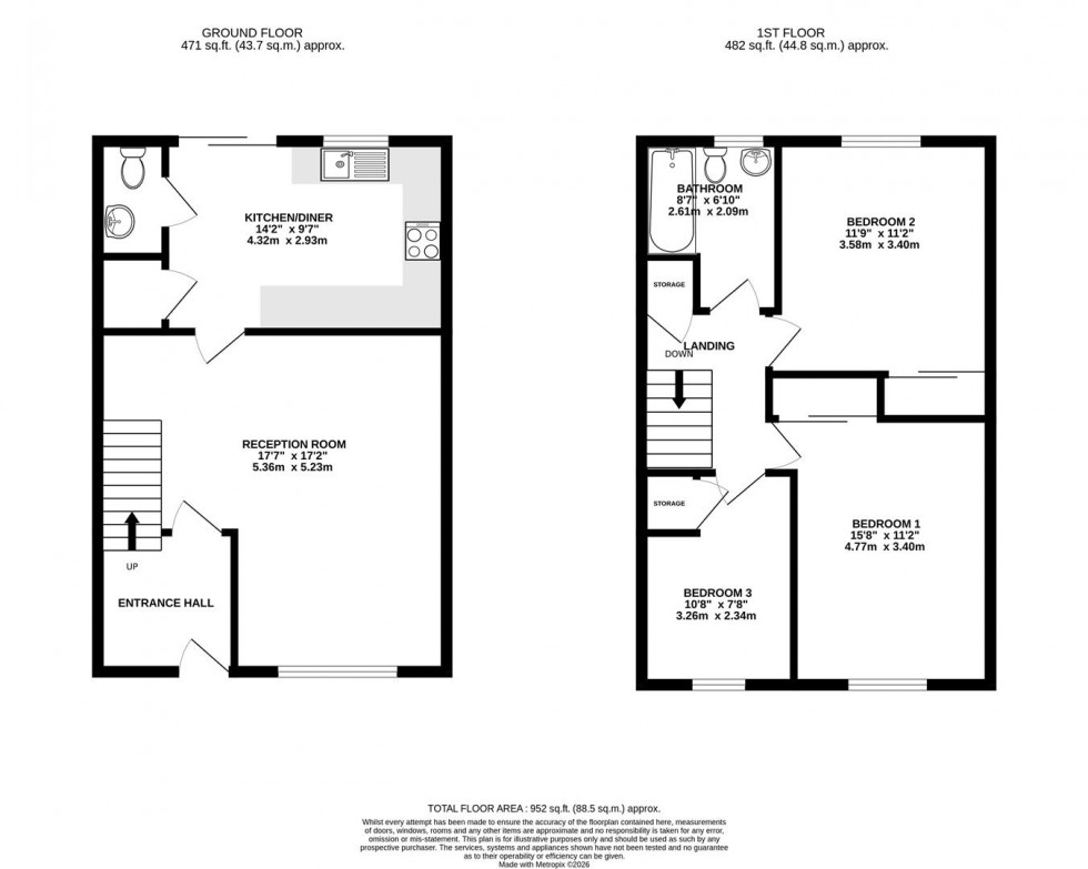 Floorplan for Kirkstall Close, Toothill, Swindon