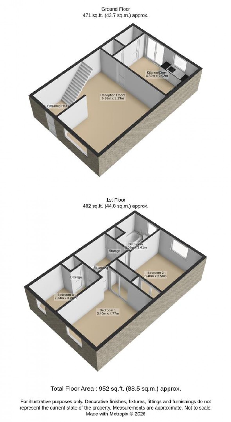 Floorplan for Kirkstall Close, Toothill, Swindon
